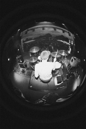 Drummer from back with fisheye